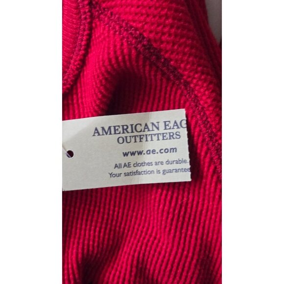 American Eagle Outfitters Men's Waffle Knit Thermal Top Pullover red size XL - Picture 5 of 10